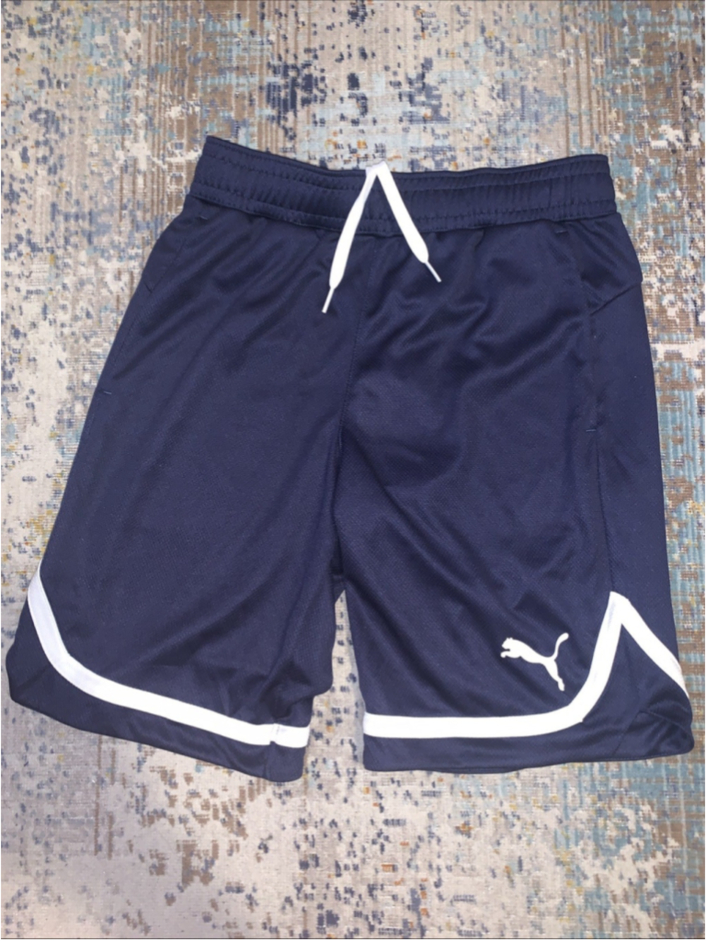 Puma Mens Regular Fit Moisture-Wicking Mesh 10" Shorts Navy Blue S - Picture 15 of 16